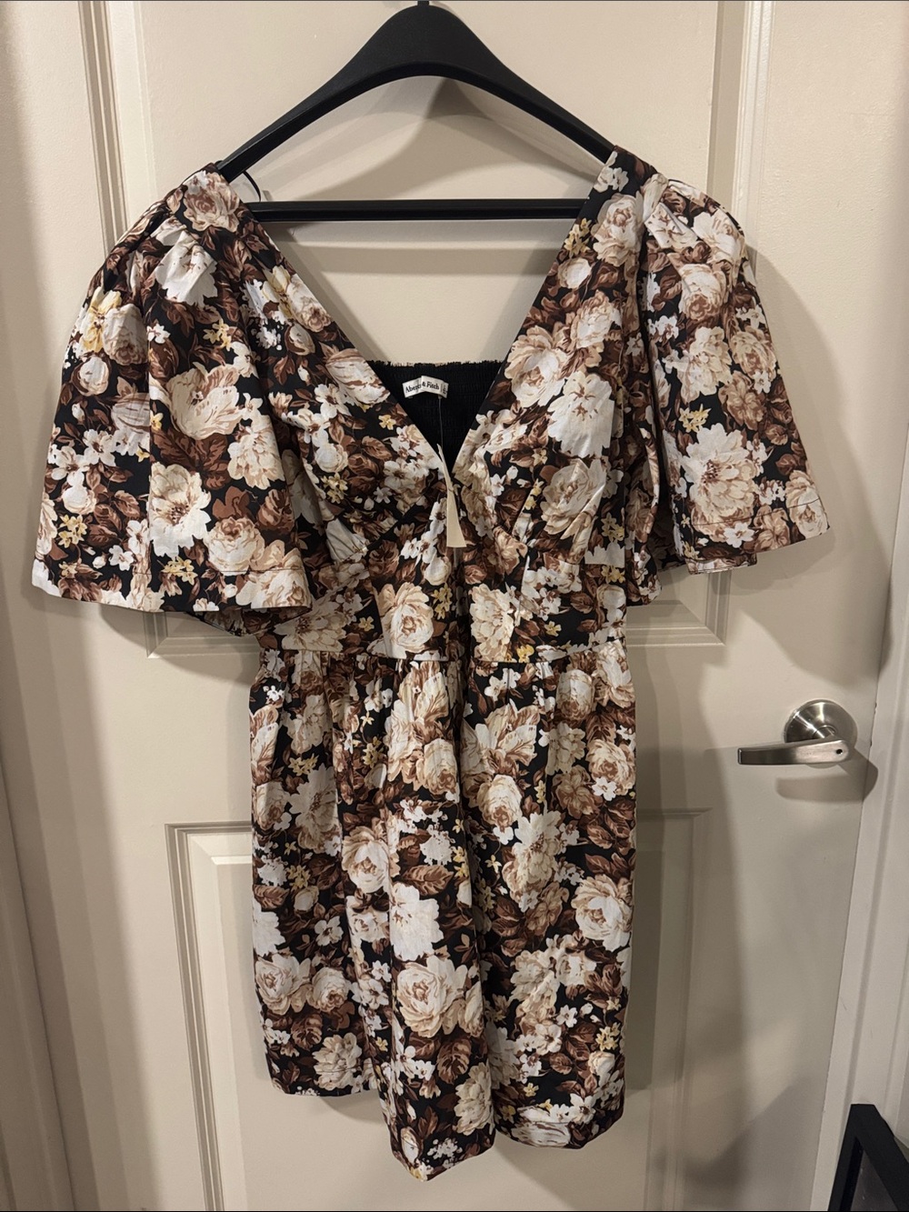 NWT Abercrombie & Fitch Brown and Cream Floral Mini Dress
